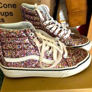 Confetti Sparkly High top Vans💕